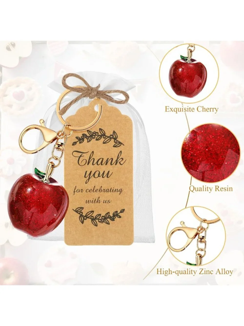 12 Set Keychain Party Favors - Teacher Appreciation Gifts, Wedding & Baby Shower